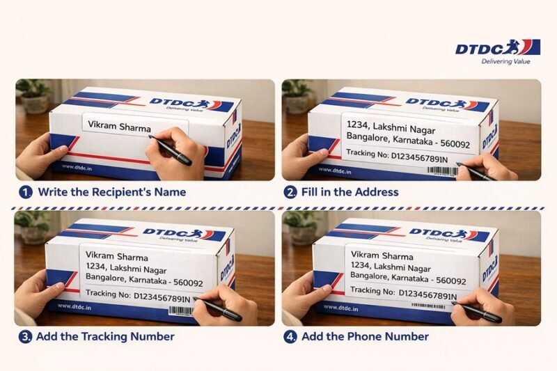 Step by step guide to write address on DTDC courier